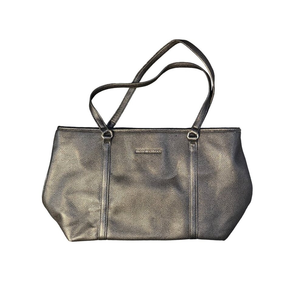 Dana Buchman Metallic Tote Handbag‎ Large Faux Leather Shoulder Bag 9.5x15 Retro